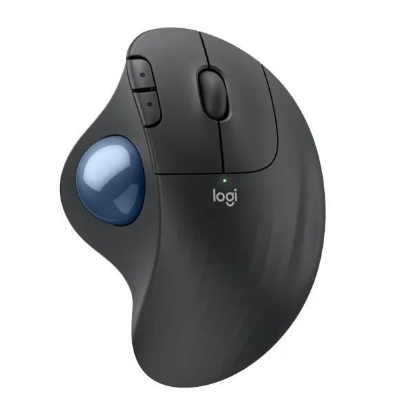 Logitech Ergo M575S - Graphite - Ergonomisk mus - Optic - 5 knappar - Svart