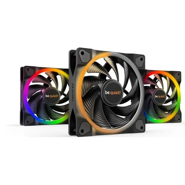 be quiet! LIGHT WINGS 120mm PWM high-speed Triple-Pack - Chassi fläkt - 120mm - Svart med RGB LED - 31 dBA