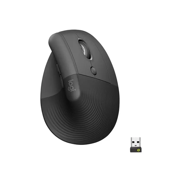 Logitech Lift for Business - Right Handed - Graphite - Ergonomisk mus - Optic - 6 knappar - Svart