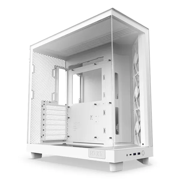 NZXT H6 Flow Compact Dual Chamber - Matte White - Chassi - Miditower - Vit