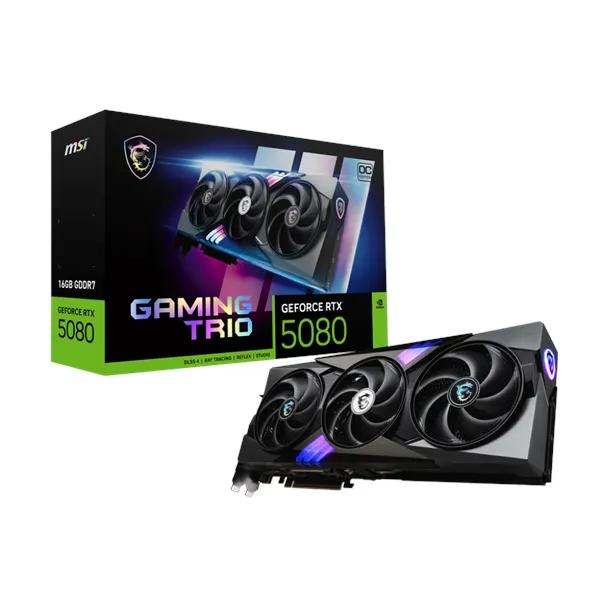 MSI GeForce RTX 5080 GAMING TRIO OC - 16GB GDDR7 RAM - Grafikkort