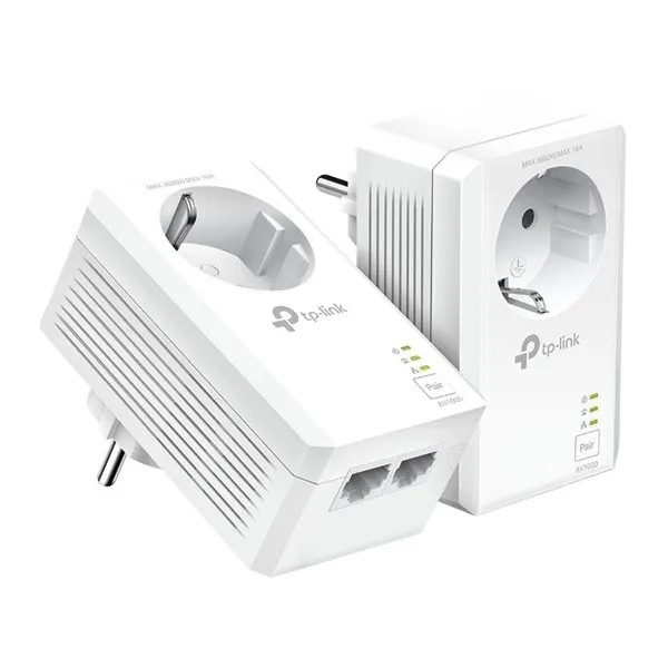 TP-Link TL-PA7027P KIT AV1000 2-Port Gigabit Passthrough Powerline Starter Kit Homeplug / PowerLine