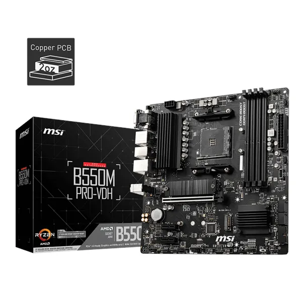 MSI B550M PRO-VDH Moderkort - AMD B550 - AMD AM4 socket - DDR4 RAM - Micro-ATX