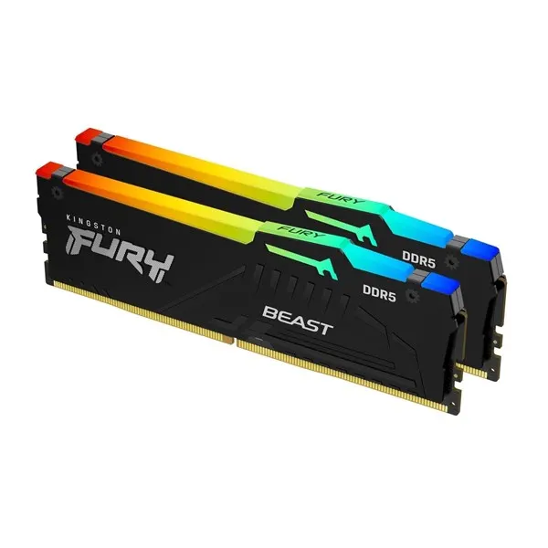 Kingston FURY Beast RGB DDR5-6000 - 16GB - CL36 - Dual Channel (2 pcs) - AMD EXPO - Svart med RGB