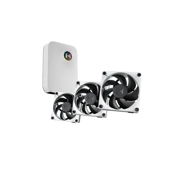 HYTE THICC FP12 Fan 3 Pack - Chassi fläkt - 120mm - Vit med svarta vingar - 47 dBA