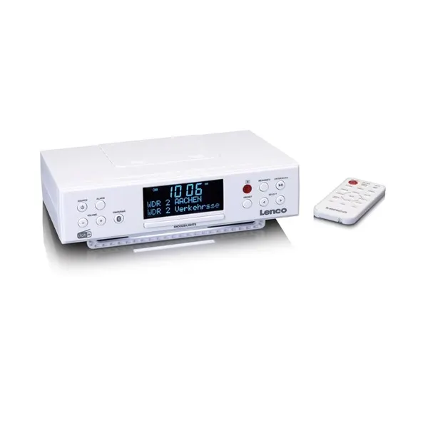 Lenco KCR-190WH - DAB+/FM Kitchen Radio with Bluetooth® LED Lighting and Timer - DAB+ radio - Vit