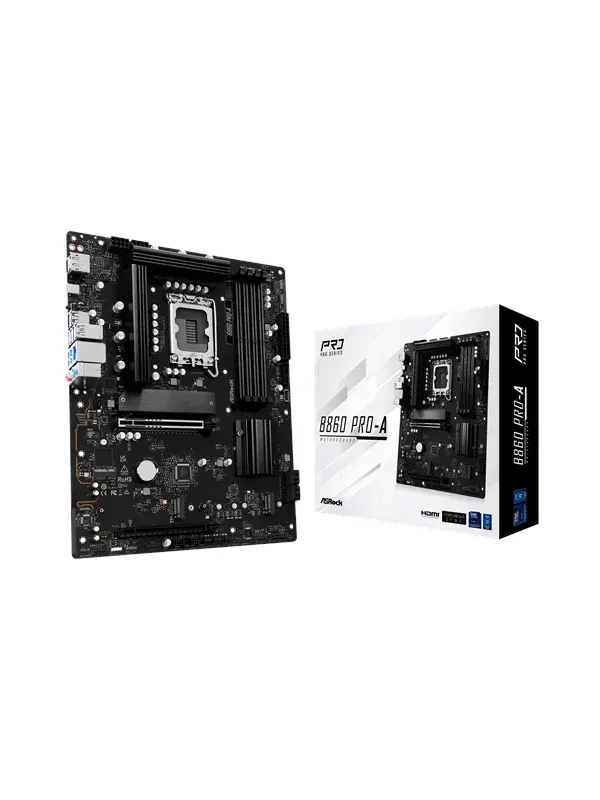 ASRock B860 Pro-A Moderkort - Intel B860 - Intel LGA1851 - DDR5 RAM - ATX