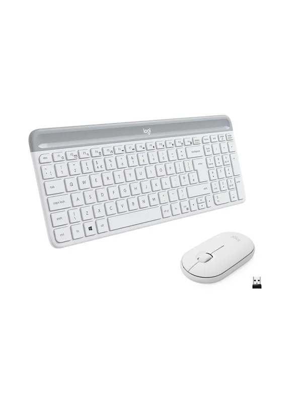 Logitech MK470 Slim Wireless Keyboard &amp; Mouse Combo - Off-White - Tastatur &amp; Mus set - Nordisk - Vit