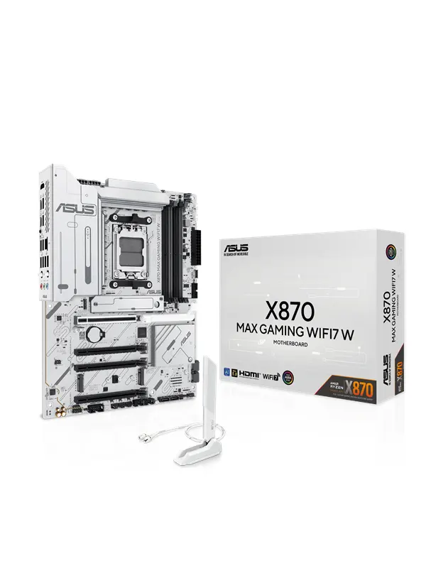 ASUS X870 MAX GAMING WIFI7 WHITE Moderkort - AMD X870 - AMD AM5 - DDR5 RAM - ATX