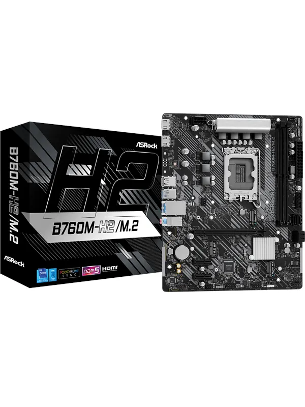 ASRock B760M-H2/M.2 Moderkort - Intel B760 - Intel LGA1700 - DDR5 RAM - Micro-ATX