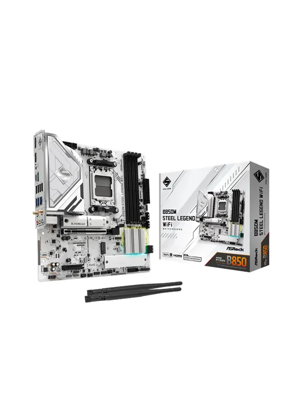 ASRock B850M Steel Legend WiFi Moderkort - AMD B850 - AMD AM5 - DDR5 RAM - Micro-ATX
