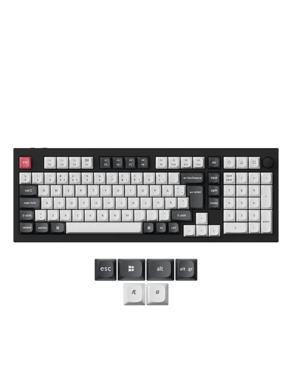 Keychron Q5 HE 96% Knob Wireless Tri-Mode QMK - Gateron 2.0 Magnetic Switch - Carbon Black - Gaming Tangentbord - Nordisk - Svart