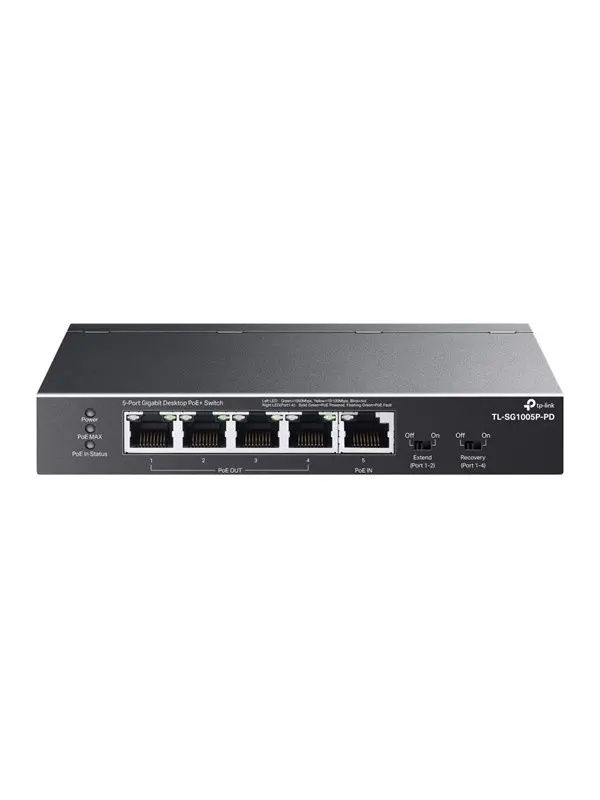 TP-Link TL-SG1005P-PD 5-Port Gigabit Desktop PoE+ Switch with 1-Port PoE++ In and 4-Port PoE+Out