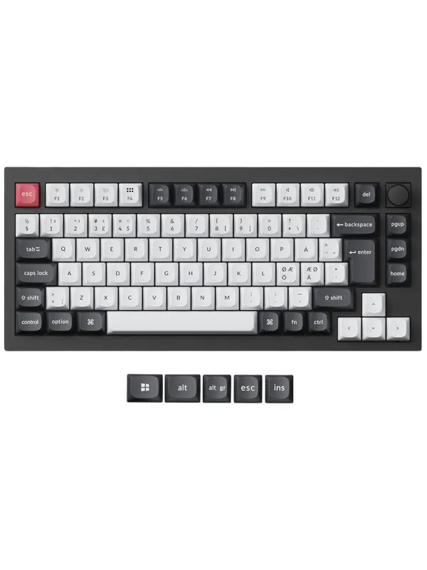 Keychron Q1 HE 75% Knob Wireless Tri-Mode Gateron 2.0 Nebula Magnetic Carbon Black - ND - Gaming Tangentbord - Nordisk - Svart
