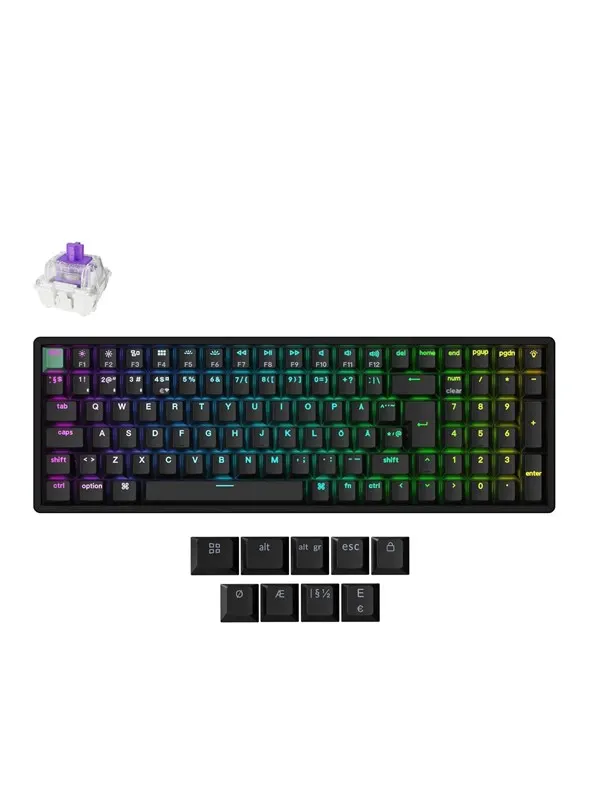 Keychron K4 HE - Wireless Tri-Mode Hot Swap QMK Gateron 2.0 Purple Magnetic (Hall Effect) - Gaming Tangentbord - Nordisk - Svart