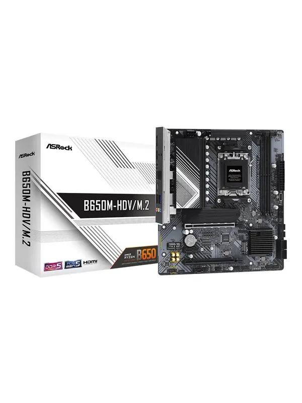 ASRock B650M-HDV/M.2 Moderkort - AMD B650 - AMD AM5 - DDR5 RAM - Micro-ATX