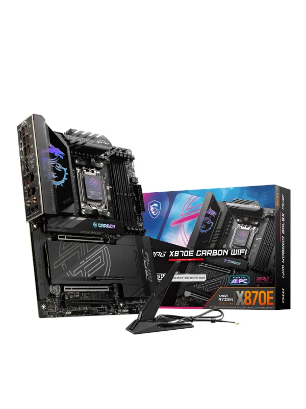 MSI MPG X870E CARBON WIFI Moderkort - AMD X870E - AMD AM5 - DDR5 RAM - ATX