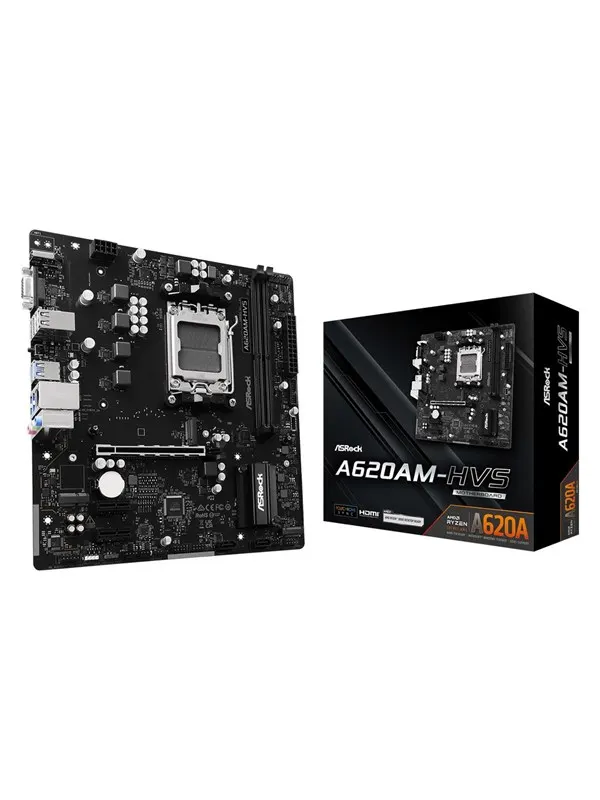 ASRock A620AM-HVS Moderkort - AMD A620A - AMD AM5 - DDR5 RAM - Micro-ATX