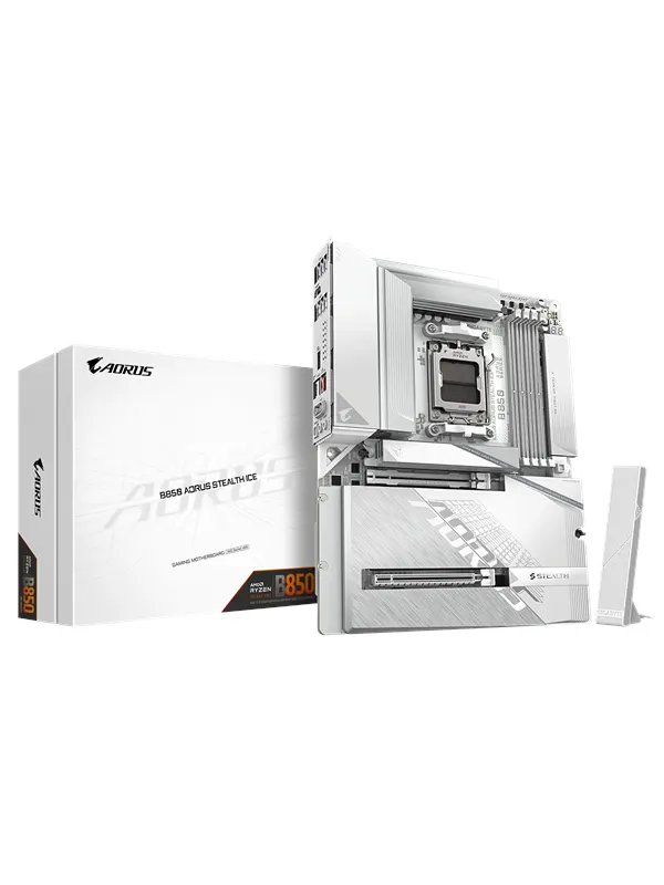 GIGABYTE B850 AORUS STEALTH ICE Moderkort - AMD B850 - AMD AM5 - DDR5 RAM - ATX