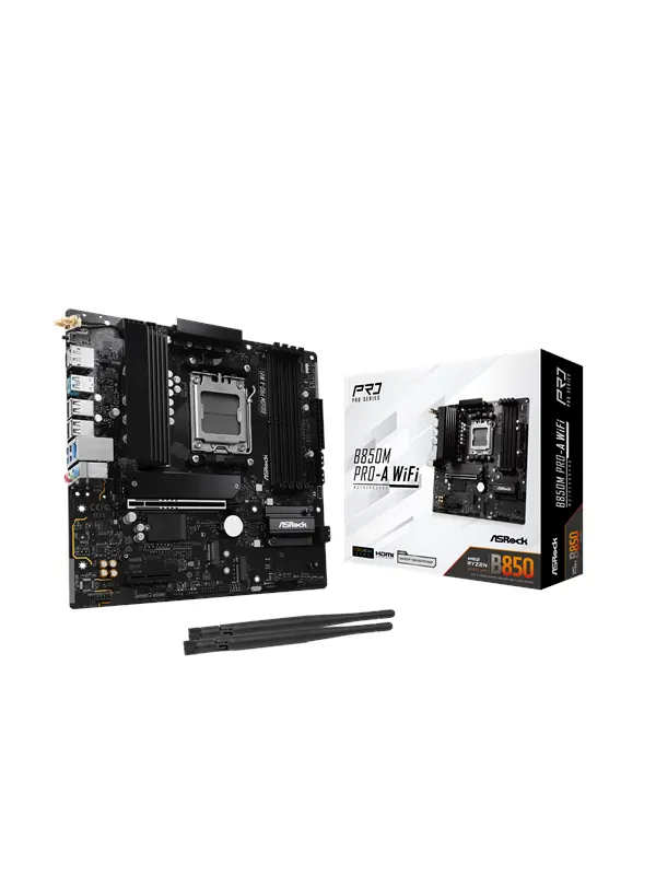 ASRock B850M Pro-A WiFi Moderkort - AMD B850 - AMD AM5 - DDR5 RAM - Micro-ATX