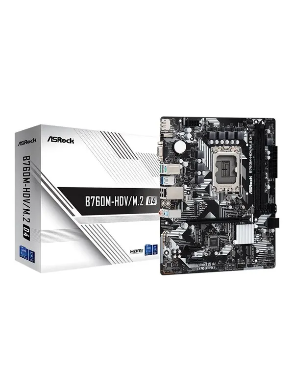 ASRock B760M-HDV/M.2 D4 Moderkort - Intel B760 - Intel LGA1700 - DDR4 RAM - Micro-ATX