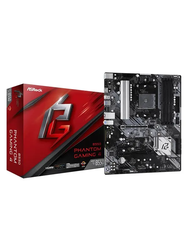 ASRock B550 PHANTOM GAMING 4 Moderkort - AMD B550 - AMD AM4 - DDR4 RAM - ATX