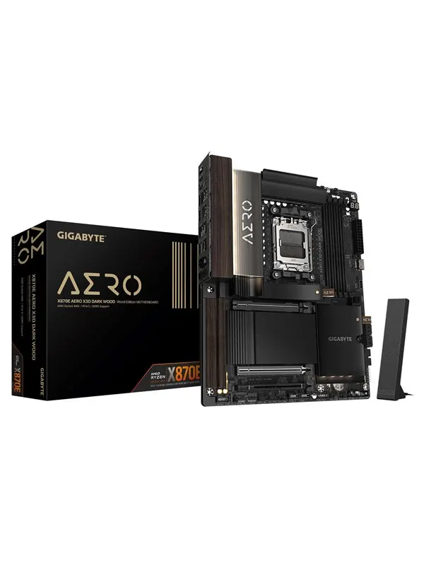 GIGABYTE X870E AERO X3D DARK WOOD Moderkort - AMD X870E - AMD AM5 - DDR5 RAM - ATX