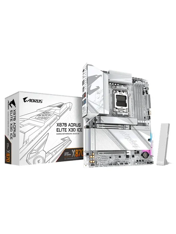 GIGABYTE X870 AORUS ELITE X3D ICE Moderkort - AMD X870 - AMD AM5 - DDR5 RAM - ATX