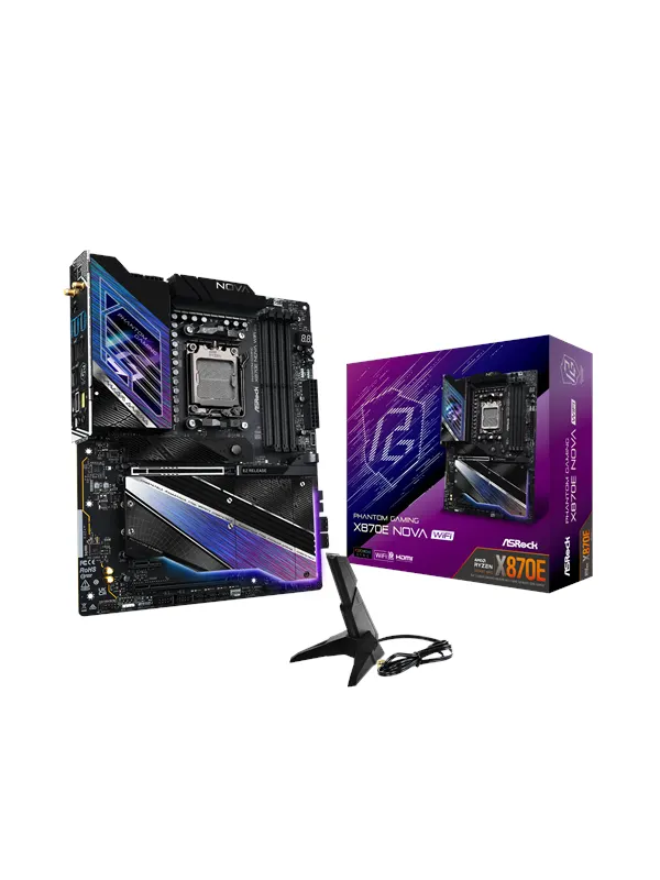 ASRock X870E NOVA WIFI Moderkort - AMD X870E - AMD AM5 - DDR5 RAM - ATX