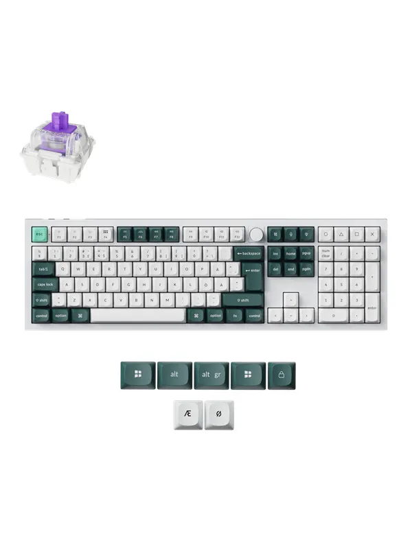 Keychron Q6 HE 100% Knob Wireless Tri-Mode QMK - Gateron 2.0 Magnetic Switch - Shell White - Gaming Tangentbord - Nordisk - Vit