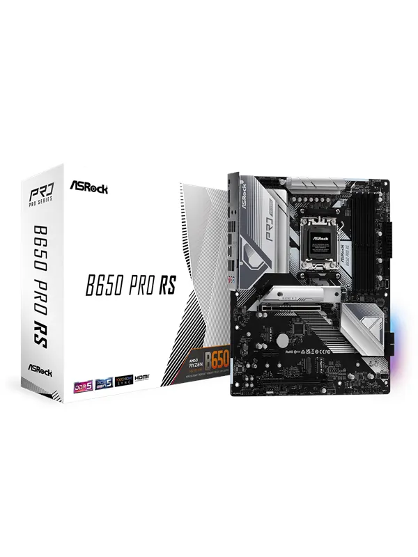 ASRock B650 Pro RS Moderkort - AMD B650 - AMD AM5 - DDR5 RAM - ATX