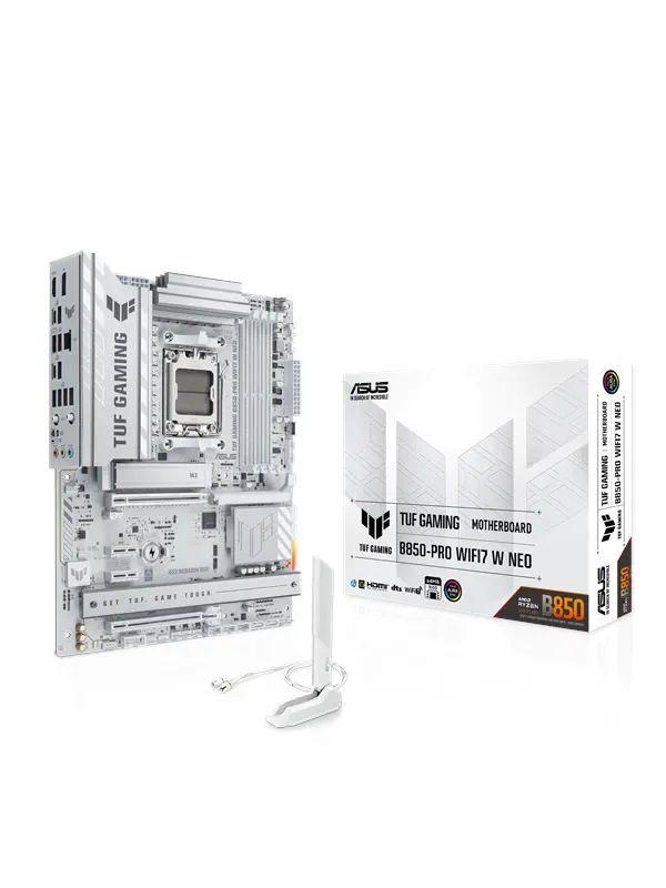 ASUS TUF GAMING B850-PRO WIFI7 W NEO Moderkort - AMD B850 - AMD AM5 - DDR5 RAM - ATX