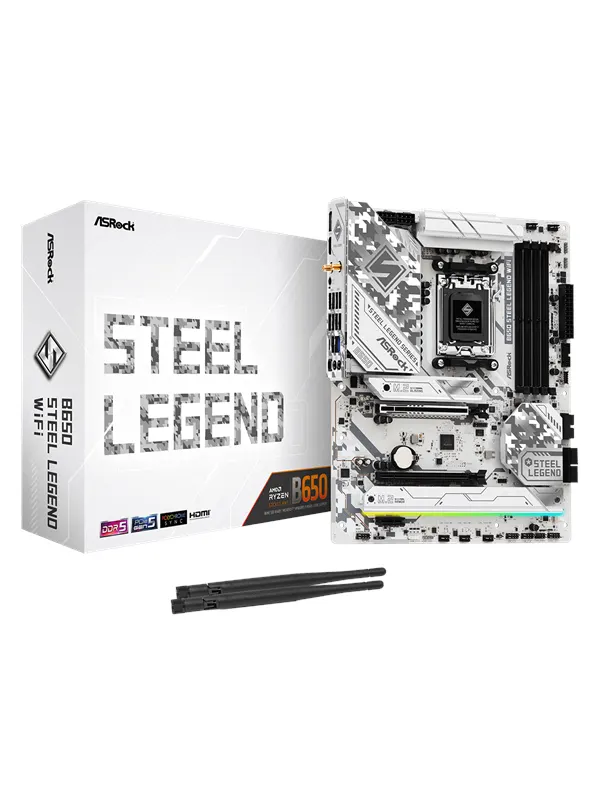 ASRock B650 STEEL LEGEND WIFI Moderkort - AMD B650 - AMD AM5 - DDR5 RAM - ATX