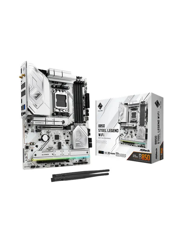 ASRock B850 Steel Legend WiFi Moderkort - AMD B850 - AMD AM5 - DDR5 RAM - ATX