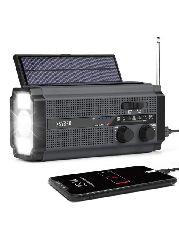 Lippa Emergency Radio - Solar - Dynamo - 5000 mAh Power Bank - AM/FM - Mono - Svart