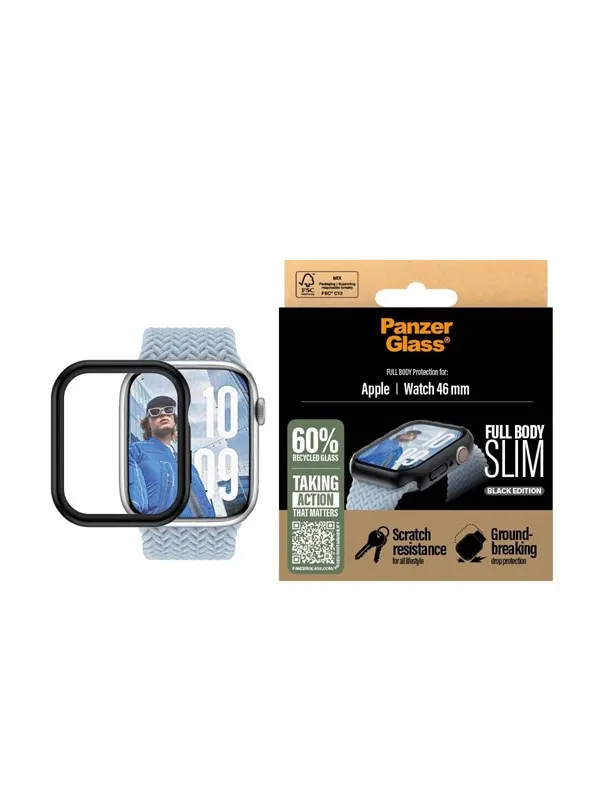 PanzerGlass Screen Protector Snappie Full Body Slim Black Apple Watch Series 10 | 46mm