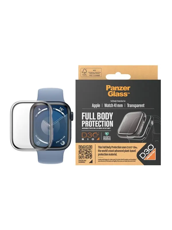 PanzerGlass Screen Protector Full Body Apple Watch Series 9 with D3O | 41mm |Transparent