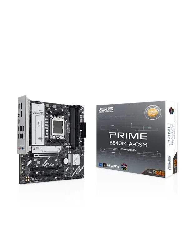 ASUS PRIME B840M-A-CSM Moderkort - AMD B840 - AMD AM5 - DDR5 RAM - Micro-ATX
