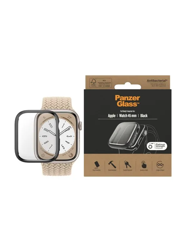 PanzerGlass Screen Protection Full Body Apple Watch Series 9 | 8 | 7 | 45mm | Black