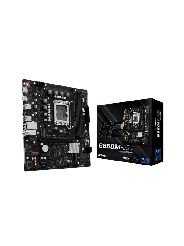 ASRock B860M-H2 Moderkort - Intel B860 - Intel LGA1851 - DDR5 RAM - Micro-ATX