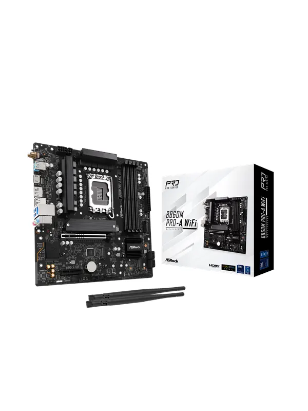 ASRock B860M Pro-A WiFi Moderkort - Intel B860 - Intel LGA1851 - DDR5 RAM - Micro-ATX