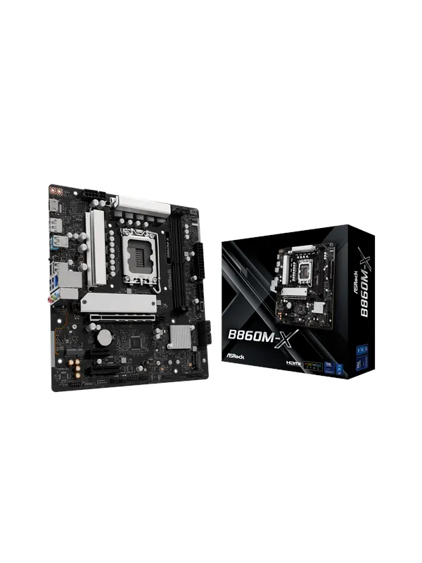 ASRock B860M-X Moderkort - Intel B860 - Intel LGA1851 - DDR5 RAM - Micro-ATX