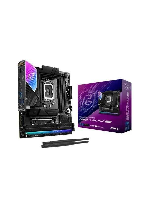 ASRock B860M Lightning WiFi Moderkort - Intel B860 - Intel LGA1851 - DDR5 RAM - Micro-ATX
