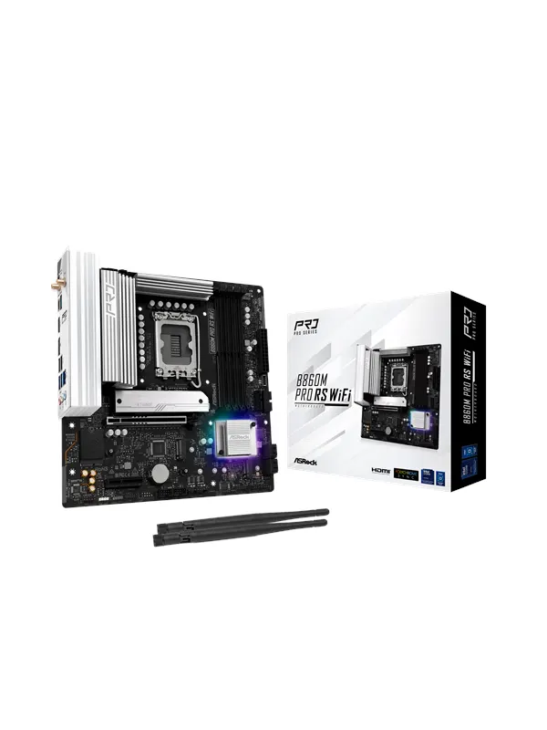 ASRock B860M Pro RS WiFi Moderkort - Intel B860 - Intel LGA1851 - DDR5 RAM - Micro-ATX