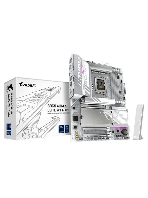 GIGABYTE B860 AORUS ELITE WIFI7 ICE Moderkort - Intel B860 - Intel LGA1851 - DDR5 RAM - ATX