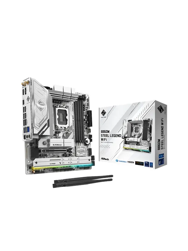 ASRock B860M Steel Legend WiFi Moderkort - Intel B860 - Intel LGA1851 - DDR5 RAM - Micro-ATX