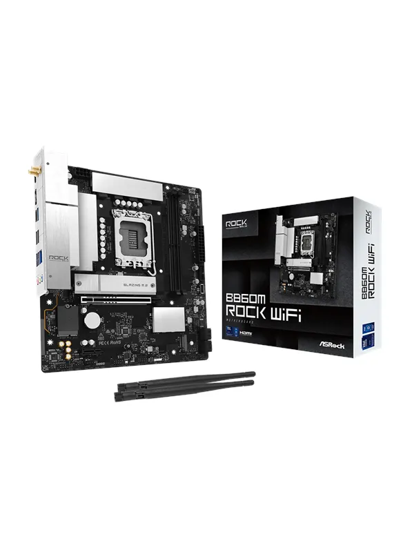 ASRock B860M Rock WiFi Moderkort - Intel B860 - Intel LGA1851 - DDR5 RAM - Micro-ATX