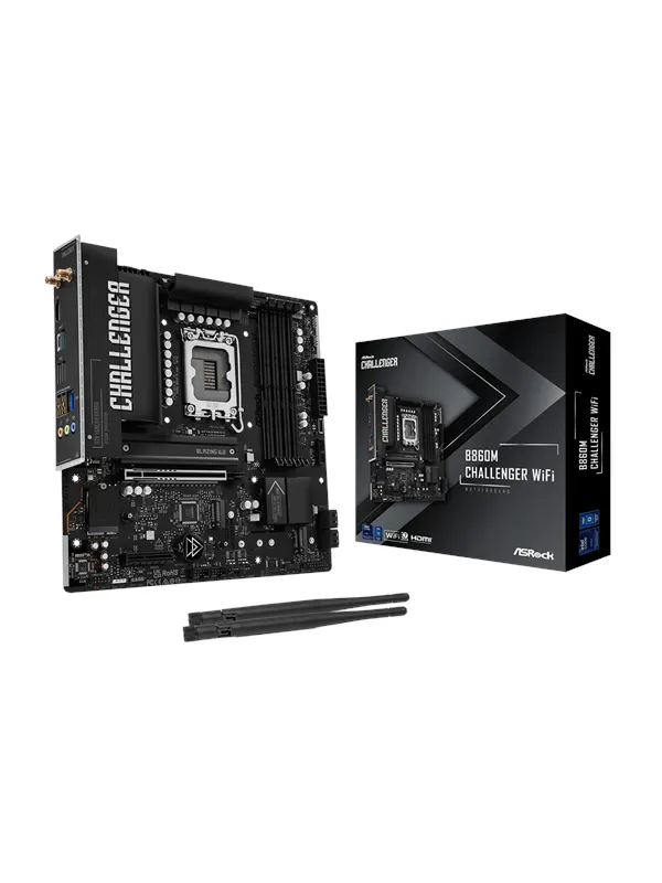 ASRock B860M Challenger WiFi Moderkort - Intel B860 - Intel LGA1851 - DDR5 RAM - Micro-ATX