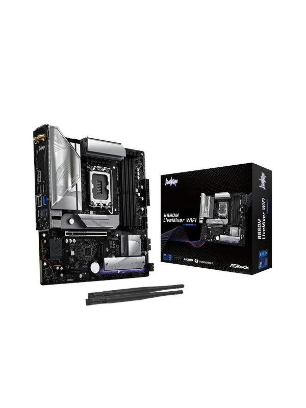 ASRock B860M LiveMixer WiFi Moderkort - Intel B860 - Intel LGA1851 - DDR5 RAM - Micro-ATX