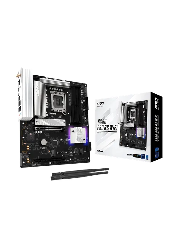 ASRock B860 Pro RS WiFi Moderkort - Intel B860 - Intel LGA1851 - DDR5 RAM - ATX